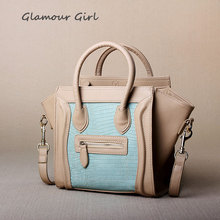 Women’s 2014 new wave of female bag mixed colors handbag female crocodile smiley face handbag GG041