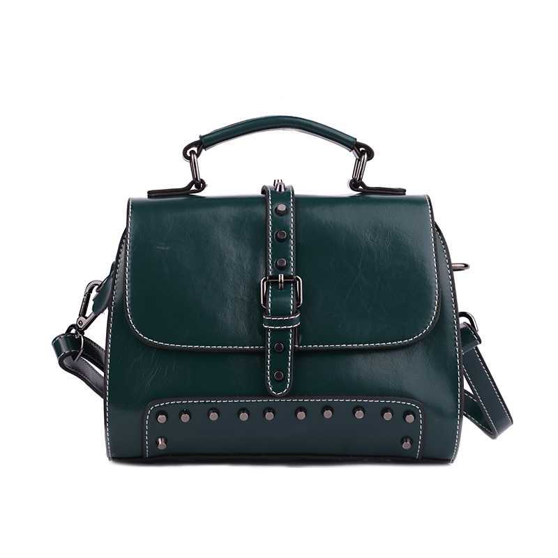 wholesale fashion women genuine leather small handbags pop cowhide messenger bags shoulder bag with rivets 2335