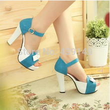 Free shipping 2014 summer new high heeled sandals waterproof work shoes sweet bow
