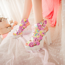 2014 Hot Women s Strapy Rome Gladiator Sandals Platform Peep Toe Pumps Chunky Buckle Creeper Shoes