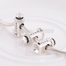 Terrific 925 Sterling Silver Watch Tower Big Hole Charm Bead For European Brand DIY Pandora Style