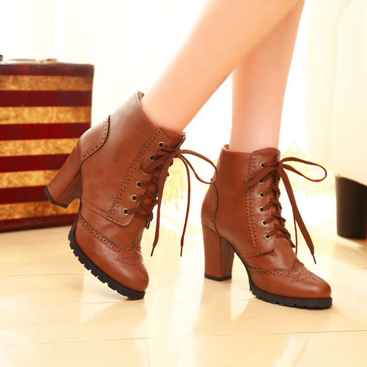 Big size 34 43 new 2014 fashion female artificial high heels women motorcycle boots for women