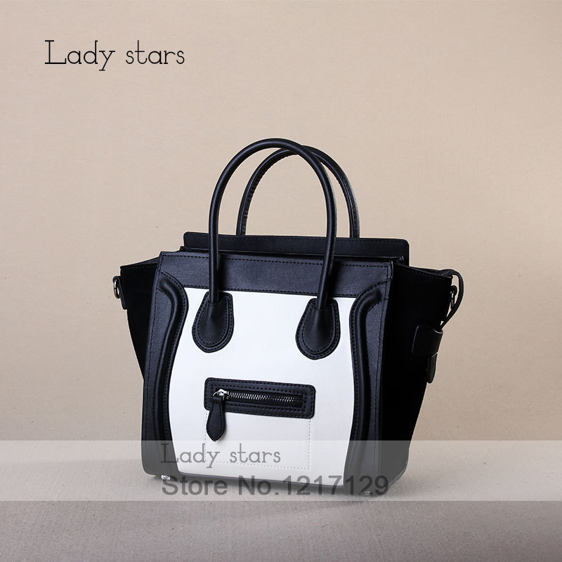 2014 new fashion handbags smiley package bag Crossbody handbag embarrassed words black and white ladies bags