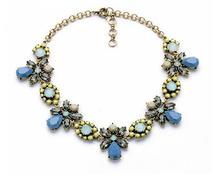 New Petal Piece Coral Beads Blue Honey Bee with crystal Flower Statement&Pendant Necklace 2014 Shour Brand Design Women Jewelry