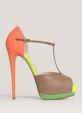 Color Blocked Fish Head Thin High Heels Fashion Lady Summer Sandals Women Shoes 2014 New
