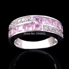 Pink Sapphire White Gold Filled Ring Women s 10KT Finger Rings Lady Fashion Jewelry 2014 Factory