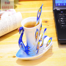 Creative Chinese style peacock enamel porcelain coffee cup ceramic coffee cup fashion colored drawing coffee cup