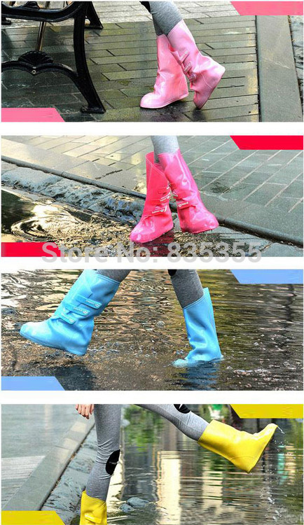 Rose Red/Pink/Black/Yellow/Blue Size-XL  2014 Newest Rain Boots Thicken Waterproof Slip-resistant Rainproof Women  Shoes Cover