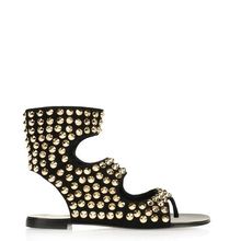 High Quality Black and Gold Women Open Toe Slingbacks Pointed Toe Summer Flat Shoes Fashion Lady