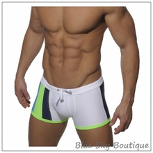 2014 Trendy men Swim trunks male slim bikini swimwear men s white bathing suit patchwork swim