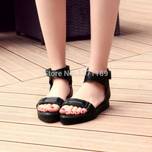 Women s Cow Leather Ankle STRAP Sandals Punk Goth Flats Strappy Oxfords Platform Creeper Shoes us4