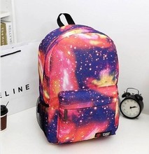 Fashion Casual Backpack with Blue Red Galaxy Print Big Teenage Nylon Waterproof Bag Student Travel Shoulder