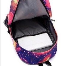 Fashion Casual Backpack with Blue Red Galaxy Print Big Teenage Nylon Waterproof Bag Student Travel Shoulder