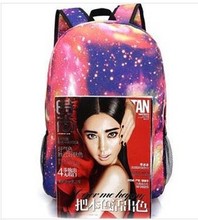 Fashion Casual Backpack with Blue Red Galaxy Print Big Teenage Nylon Waterproof Bag Student Travel Shoulder