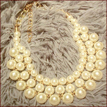Free Shipping 2014 Fashion Jewlery Multilayer Big Pearl Necklaces Pendants Items Jewelery Statement Necklace For Women