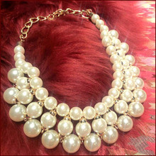 Free Shipping 2014 Fashion Jewlery Multilayer Big Pearl Necklaces Pendants Items Jewelery Statement Necklace For Women
