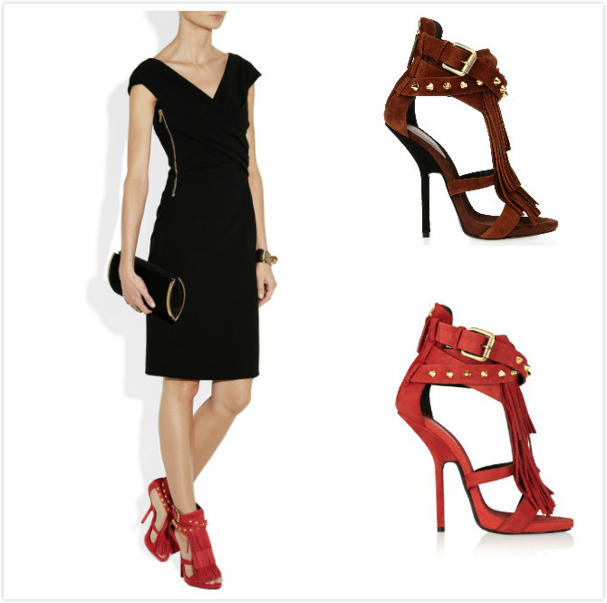 Free Shipping Wholesale Ladies Sexy High Heel Sandals Tassel Gold Spike 12 cm Women s Fashion
