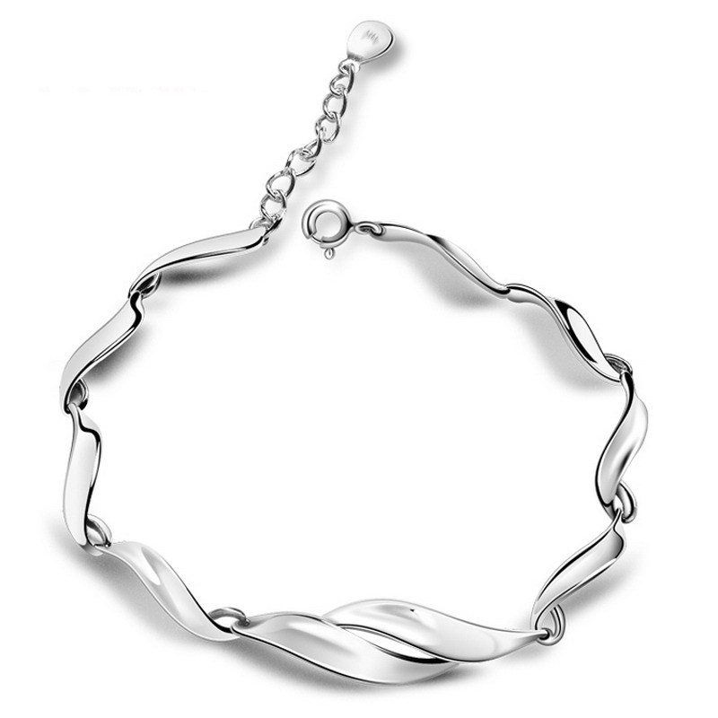 Real Solid 925 Pure Silver Fashion Elegant Women s Chain Link Bracelets Wholesale Retail Fashion Jewelry