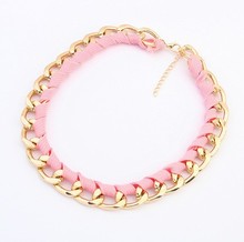 New 2014 Vintage 18K Gold Plated Rope Chunky Choker Chain Neon Bib Statement Necklaces Pendants Fashion