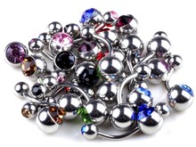 Wholesalee Lot 10pcs Steel Crystal Belly Button Navel Ring Body Piercing Jewelry