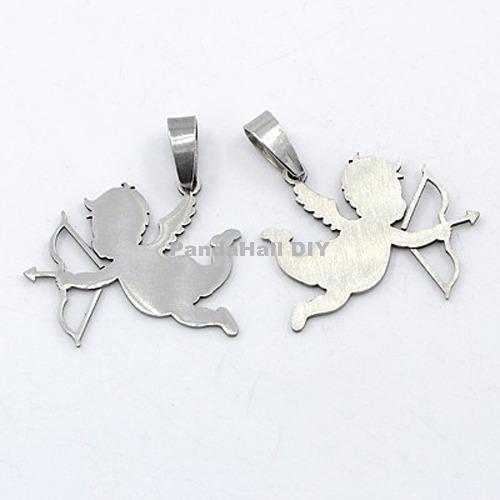 Cupid Stainless Steel Pendants for Valentine s Day Gift 27x30x1mm Hole 7x4mm