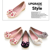 Free shipping 2014 sweet bowknot lady shoes flower head of soft bottom shoes low documentary women