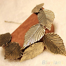 Trendy Women Bohemia Leaves Leaf Multilayer Pendant Chain Bib Choker Necklace Jewelry 08BC