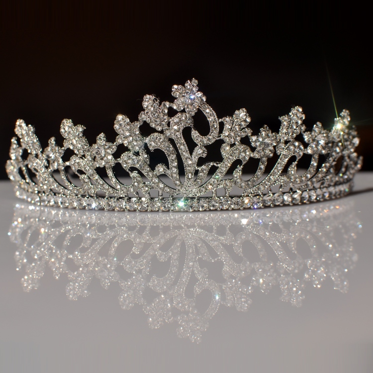 Free Shippin Asymmetric flower prom crowns tiaras imitation rhodium plated bride wedding marriage new design