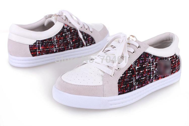 New free shipping womens real leather cotton brand white color flat breathable lace up leisure running