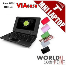 FS!7 inch Mini Netbook 800*480 Android 4.1 VIA 8850 DDR3 A9 1.5GHZ 512M RAM 4GB HDD HDMI WIFI Russina Keyboard Option 5pcs/lot