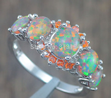 Hot Sell ! Luxury Noble Wholesale Jewelry Orange Fire Opal Orange Garnet 925 Silver Stamp Ring Size 7 / 8 / 9 OJ4576