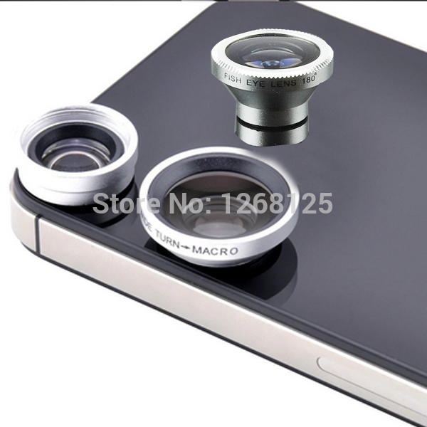 Free Shipping Factory price 3 in 1 Phone Camera lens 180 Fisheye Macro Wide lens for