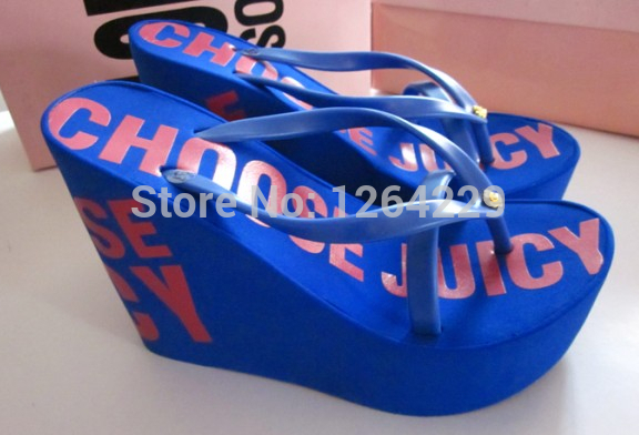 Free shipping 2014 new Ultra high heels beach slippers summer wedges platform sandals flip flops women