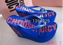 Free shipping 2014 new Ultra high heels beach slippers summer wedges platform sandals flip flops women