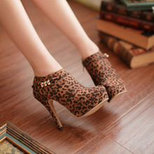 2014 new style women ankle boots sexy leopard shoes high heel platform boots spring autumn shoes