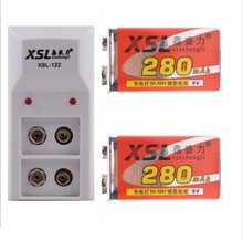 2PCS XSL – 9 v 6f22 Rechargeable Battery 280 mah Battery Microphone Multimeter Battery + 1PCS 9 v Battery Charger+Free shipping