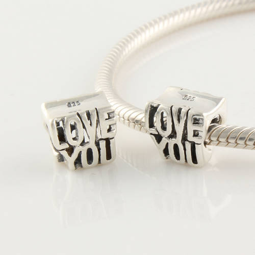New Vintage 925 Sterling Silver Love You Charm Loose Original Fashion Beads suitable For Handmade pandora