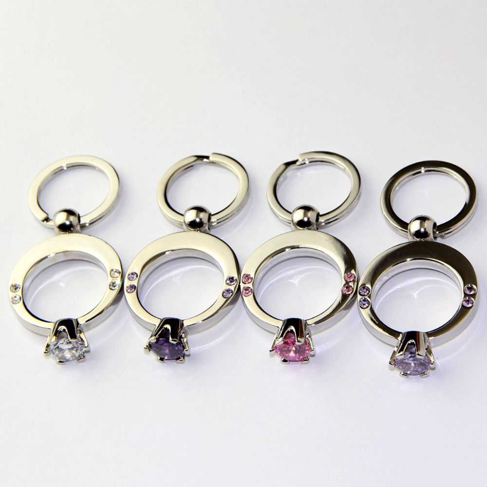 Pink diamond ring keychain