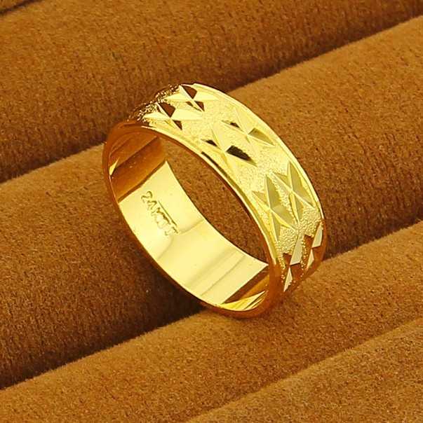 New Arrival Fashion 24K GP Gold Plated Mens Women Jewelry Ring Yellow Gold Golden Finger Ring