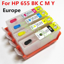1set For hp 655 BK C M Y Refillable ink Cartridge 4 color for HP deskjet 3525 4615 4625 5525 6525 printer with chip