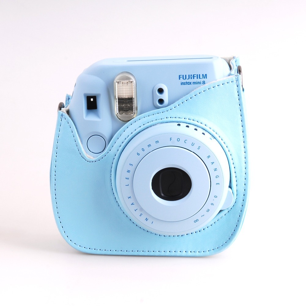 Fujifilm Instax Mini 8 Blue Instant Photo Camera Mini 8 Leather Bag Free shipping