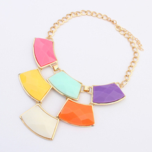 free shipping wholesale retail fashion jewelry 2014 new multi resin elegant statement turquoise bib necklace for