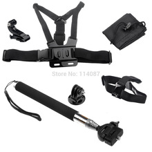 Chest Harness + Head Strap Mount + Jhook Mount + Accessories Parts Bag + Monopod Tripod Mount for GoPro Hero HD 2 3 3+