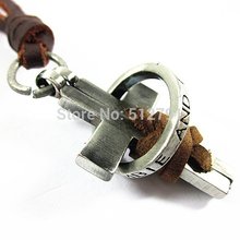 leather necklaces,high quality men retro cross necklace,fashion jewelry,100% genuine leather,handmade pendant,PL248/