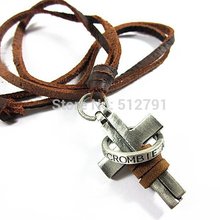 leather necklaces high quality men retro cross necklace fashion jewelry 100 genuine leather handmade pendant PL248