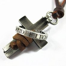 leather necklaces high quality men retro cross necklace fashion jewelry 100 genuine leather handmade pendant PL248