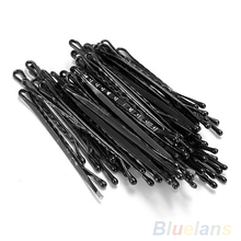 New 50pcs Metal Waved Hair Clips Bobby Salon Pins Grips Hairpins Barrette Black styling tools 0AVO