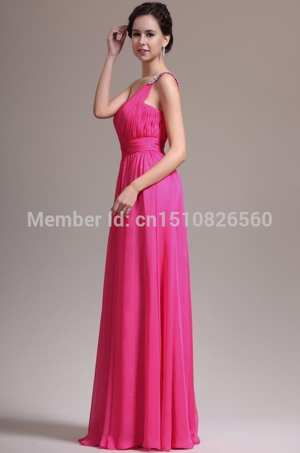 Simple Hot Pink Floor length Sherri Parfum Semi Formal Chiffon Prom ...