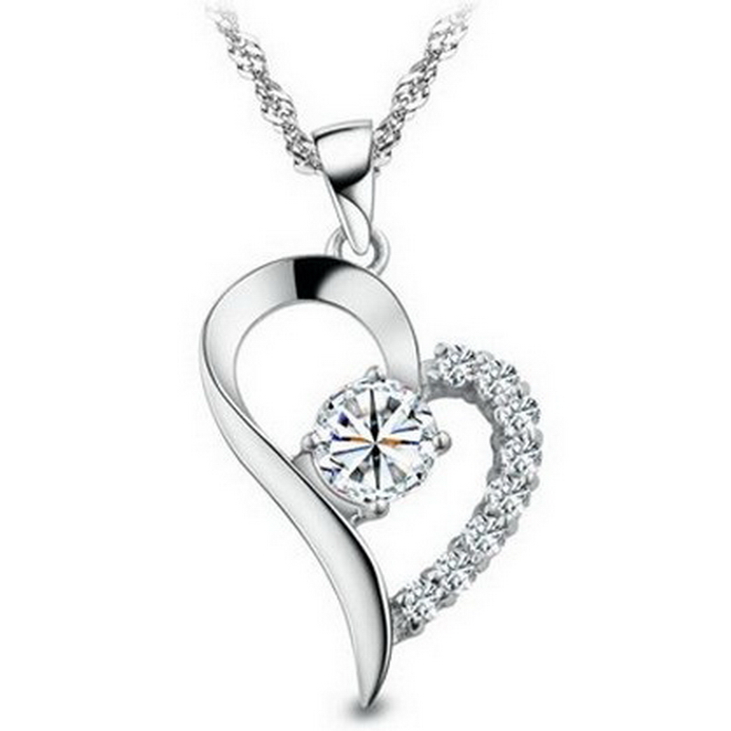 Factory Price Wholesale Wedding Necklace Lots Cubic Zirconia Jewelry Genuine 925 Sterling Silver Love Heart Necklaces