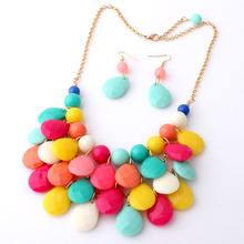 2014 New Arrival  1PC Women Water Drop Style Bib Chunky Statement MultiLayer Necklace Free shippng & wholesale